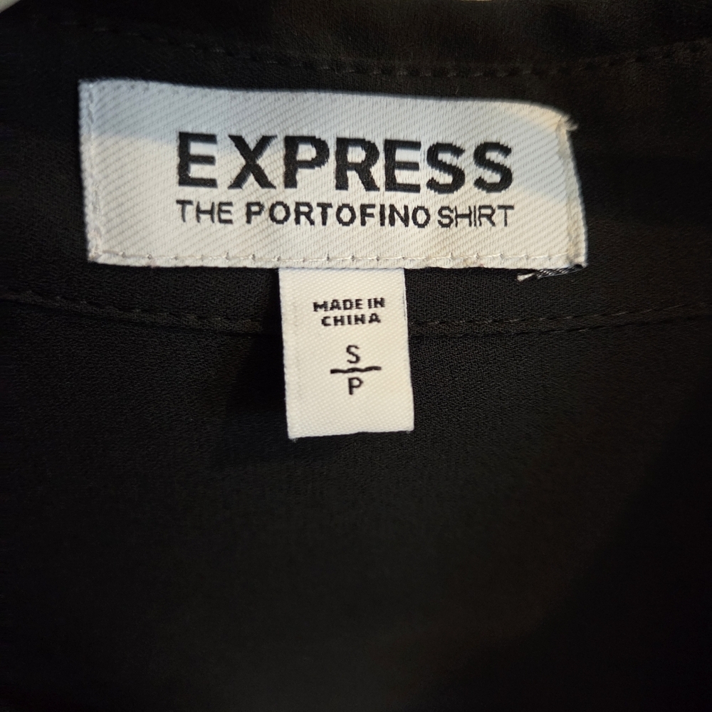 Express Women Portofino Black Button up Shirt With Rhinestones Size Small Career - Picture 2 of 14